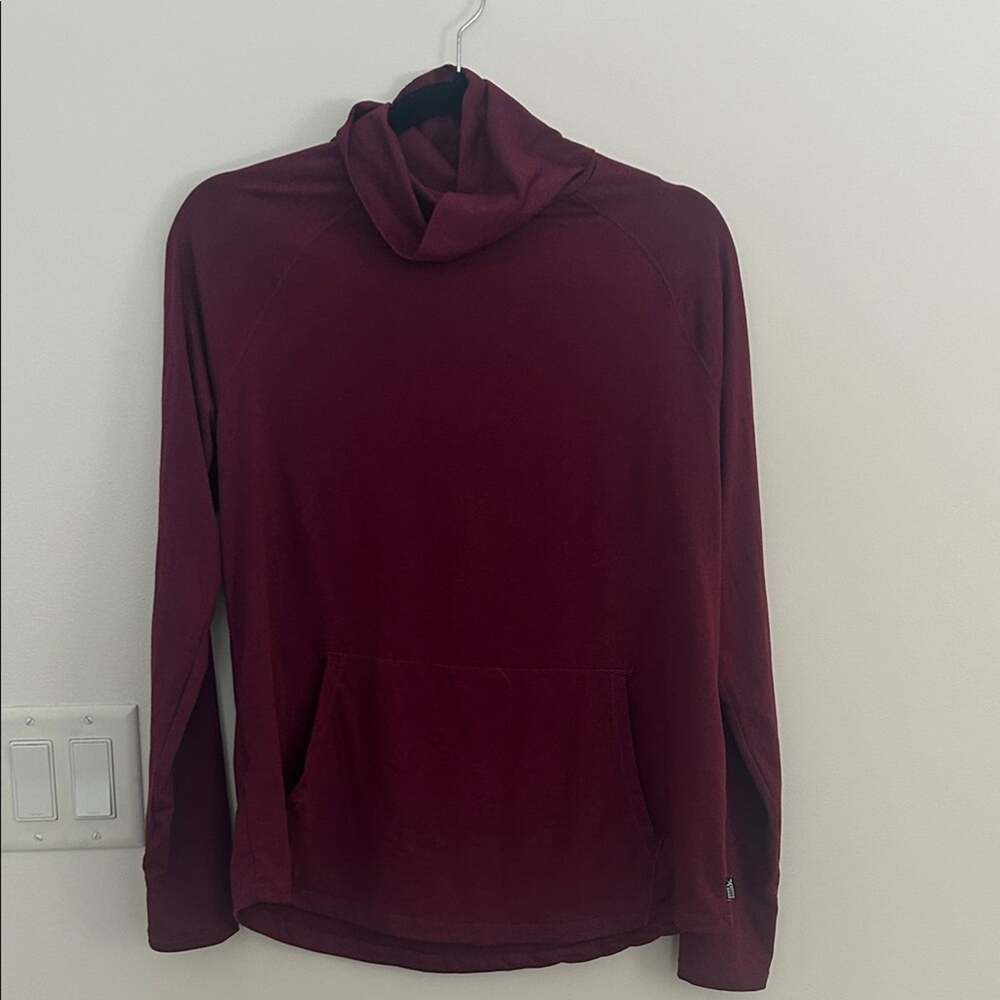 Eddie Bauer Women’s Medium Maroon Cowl Neck Pullover Long Sleeve Pocket Top